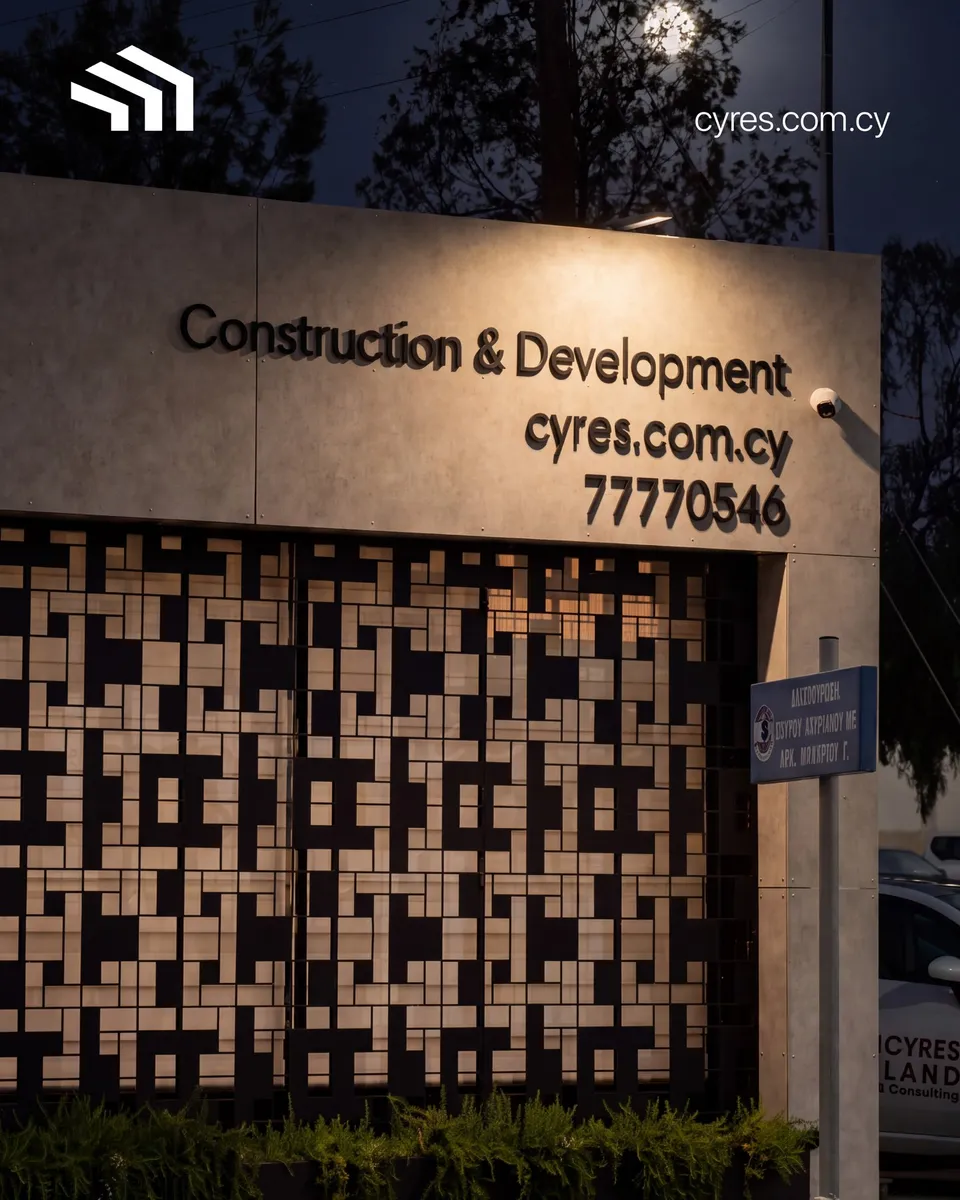 Your dream. Our commitment.
Cyres Land, Limassol. Since 2018.

We develop and build with one purpose: to turn a vision i